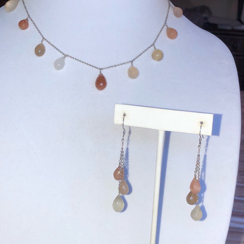 2-Piece Shades of Moonstone Gemstones (46.73 cts) Necklace & Earrings